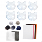 6 tk Kassi Maski Komplekt Valge Paberist K&auml;sit&ouml;&ouml; T&uuml;hjad Maskid, Loomad Kost&uuml;&uuml;mpeoks,