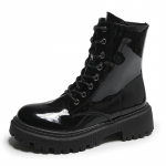 Paelad Roosad Poolsaapad Naiste kingad Lakknahk Platvorm Mootorrattasaapad Naine Paksud Kontsad T&otilde;mblukk L&uuml;hikesed papud 40