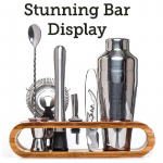 Kokteilibaari komplekt Mixology baarmeni komplekt: 10-osaline baarit&ouml;&ouml;riistade komplekt stiilse bambusest aluse t&ouml;&ouml;riistaga Silver h&otilde;be