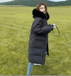 Talvine Korea avara naiste sulejope pikkade varrukatega kapuutsiga mantel parkalilla mustade riiete jaoks S lilla