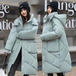 Moodne Paks Soe Naiste Parka Korea Stiilis Talvejope Talvine Pikk Naiste Mantel Pealisr&otilde;ivas Kapuutsiga S roheline