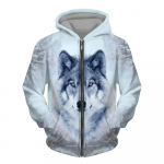 Meeste lukuga kapuuts Wolf 3D prinditud lukuga kapuuts meeste pullover mood vabaaja kampsun street Harajuku Riietus Kevad ja s&uuml;gis S