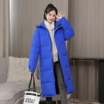 Paksendatud sulejope Naiste pikk, &otilde;huke liibuv p&otilde;lvedeni jope kapuutsiga 2023. aasta talve uus jope XL safiir