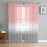 Roosakashall gradient ombre l&auml;bipaistvad kardinad elutoa kaunistamiseks akna kardin k&ouml;&ouml;gi t&uuml;ll voil organza kardinad W135 x H115cm x1&Rod Pocket