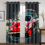 Koomikute v&otilde;idus&otilde;iduauto Lahe tr&uuml;kiga 3D Kaasaegne Valgust filtreeriv Rulookardinad Aknakardinad Laste Poisi elutuppa magamistuppa 2 paneeli 140W160H(CM)55x63in&Grommet Top