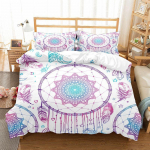 Unen&auml;op&uuml;&uuml;dja Tekikoti Komplekt Boho Mandala Voodipesukomplekt T&uuml;drukutele T&auml;iskasvanutele Lilla Unen&auml;op&uuml;&uuml;dja Tekikate Pehme Pol&uuml;ester EU single(135x200cm)