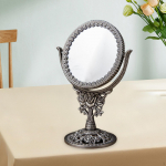 Kahepoolne peegel tualettlaud 360&deg; p&ouml;&ouml;ratav kosmeetiline retro Euroopa stiilis ovaalne round rose