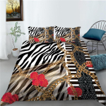 Leopardi mustriga tekikottide komplekt Mikrokiust Euroopa Retro Klassikaline Tr&uuml;kk Voodipesukomplekt &Uuml;heinimesevoodi Leopardi Kuldne Kett King Suuruses Tekikott EU single(135x200cm) black