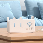 Patenteeritud WiFi-ruuteri seinakinnitus, l&ouml;&ouml;givaba hoiukast elutuppa Cartoon