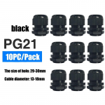 10 tk veekindel kaablitihendi komplekt plastikust pistik IP68 kaablikindel nailonist pistik Black-PG21
