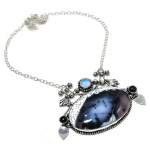 Dendrite Opal Gemstone Handmade Ethnic 925 Silver Gift Jewelry Necklace 18 j5l07