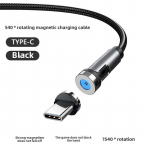 Magnetiline 3-in-1 P&ouml;&ouml;rlev C-t&uuml;&uuml;pi Laadimis- ja Andmesidekaabel K&uuml;&uuml;narnukipistiku ja Sirge Paindega Type-C Black