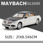1:24 Mercedes-Benz Maybach GLS600 sulamist mudelauto, survevalatud m&auml;nguauto simulatsiooniheli ja helesiniste kiirtega muusikas&otilde;iduki m&auml;nguasi mudeli poisile kingitus valge