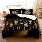 Uus Anime Bendy & Ink Machin Voodipesukomplekt &Uuml;he-, Kahe-, T&auml;is-, Kuninganna-, Kuninga suuruses Voodikomplekt T&auml;iskasvanu Laste Magamistuba Tekikoti Komplekt Kodutekstiilid EU Twin 135x200cm