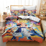 Anime Dragon-Ball Voodipesukomplekt, Anime 3D Draakoni Tekikott, Teki- ja padjakomplekt Super Saiyan voodipesukomplekt 228x228cm 3pcs