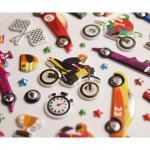 Autocollants r&eacute;utilisables - Relief 3D - Voitures et motos mitmev&auml;rviline