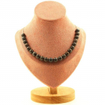 Pierres et Min&eacute;raux. Collier 20 perles Obsidienne flocon de neige marron 8 mm. Chaine en Collier femmes, hommes. Taille personnalis