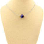 Pierres et Min&eacute;raux. Collier 1 perle Oeil de Tigre Bleu 8 mm. Chaine en acier inoxydable. Collier femmes, hommes. Taille personnali