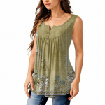 Naiste mood plisseeritud varrukateta vabaaja T-s&auml;rk vest n&ouml;&ouml;bitav topp L sinine