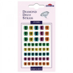 Autocollants Strass - Diamant carr&eacute;s - Multicolores