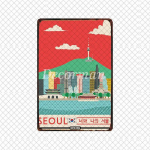 L&otilde;una-Korea Reisimine Seouli Linn Metallist Plekk-sildid Retro Seinaleht Retro Pyeongchangi Plakatid Maal Baari Dekoratsioon LTA-2014 20*30 CM 20x30cm
