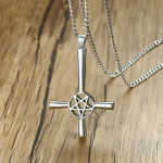 Uus Tagurpidi Rist Pentagramm T&auml;ht Ripats Kaelakee Meestele Lucifer Saatan Meeste Ehted