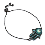 Natural Blue Evil Eye, Topaz Gemstone 925 Sterling Silver Bracelet 7-8 m1f82