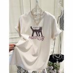 Uus Suvine T&auml;pilise Kassi Kirjad Suur Versioon Lahtine Puuvillane Must L&uuml;hikeste Varrukatega T-s&auml;rk Naistele M