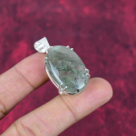 Prehnite ehted, 925 tahke h&otilde;bedast ripats k&auml;sitsi valmistatud v&auml;&auml;riskividest ehted, kingitused naisele uhiuus ripats 1.65 Inches