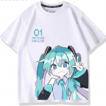 Teise dimensiooni anime Hatsune Miku moesuund uus puuvillane l&uuml;hikeste varrukatega T-s&auml;rk Unisex S