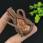 Limestone In Garnet Handmade Copper Wire Wrap Jewelry Pendant 2.5 i7d15