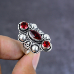 Mozambique Garnet Handmade 925 Sterling Silver Ring Size 6 Gift For Her s8z06