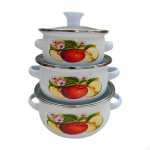 3 t&uuml;kki emailitud varupott, keedupott, lillelise disaini ja k&auml;epidemetega, hautamiseks, oade keetmiseks, podisemiseks, s&uuml;gava supi jaoks C