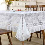 Elegantne prantsuse valge pitsiga laudlina - Ristk&uuml;likukujuline, pestav pol&uuml;ester, avatud muster, sobib restorani ja elutoa kaunistamiseks 110 * 160 rectangle