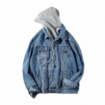 Meeste kapuutsiga teksajakk Meeste Slim Fit Vabaaja Streetwear Teksajakid Meeste Trendikas Pealisr&otilde;ivas Kevadjakk Mantel Mehed M must