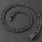 60CM Pikk 13MM Laius Choker Kaelakee Mees Tugev Roostevaba Teras Curb Kuuba L&uuml;lidega Kaelakeed Meestele Meeste Ehted Vintage 60CM must