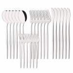 24 tk mustad s&ouml;&ouml;giriistad roostevabast terasest s&ouml;&ouml;giriistade komplekt &ndash; sisaldab noaga kahvlit ja lusikat koduk&ouml;&ouml;gi pidude ja restoranide jaoks h&otilde;be