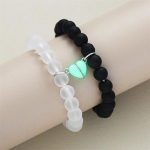 2 tk K&auml;sitsi valmistatud krooniga helmestega v&otilde;luk&auml;ev&otilde;ru Luminou Heart Glow In The Dark Paari k&auml;ev&otilde;ru armastajatele meestele naistele fluorestseeruv kingitus