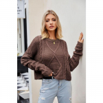 S&uuml;gis- ja talvine naiste kampsun, &uuml;mmargune kaelus, keeratud n&ouml;&ouml;biga kootud kampsun, avar ja turske n&otilde;elaga pullover, suur kampsun L