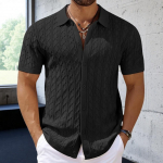 Meeste Kerge Luksus N&ouml;&ouml;pidega Vabaaja Kootud Polo S&auml;rk Populaarne Retro &Uuml;hev&auml;rviline L&uuml;hikeste Varrukatega Stiilne Mood Jacquard Kootud XXXL must