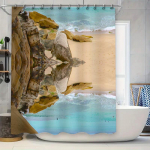 Rannadu&scaron;ikardin Rannikukivi Liiv Sinised Veed Prindiga Kodukaunistus Dekoratiivne Vannimatt 3D Prinditud Veekindel Kangas Pol&uuml;ester 90x180cm