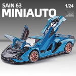 Uus 1:24 Lamborghini Sian FKP 37 Auto Sportauto Mudel Valatud Metall Heliga Super V&otilde;idus&otilde;iduauto T&otilde;stetav Tagatiib Rattad Lapsed Poisid Kingitus sinine