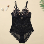 Prantsuse Seksikas Pitsist Bodysuit Kogutud Hingav Naiste Rinnahoidja Pluss Suurus Rinnahoidja 80C must