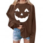 Naiste vabaajamood Halloweeni printidega pikkade varrukatega O-kaelusega dressipluusid M