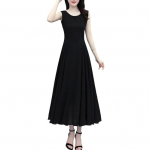 Naiste varrukateta midi kleit suvine &uuml;mara kaelusega voolav pikk kleit ranna vabaaja plisseeritud swing tank kleit M