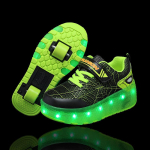 Kaherattalised LED-valgustusega rulluisukingad lastele, poistele, t&uuml;drukutele, helendavad tossud, rulam&auml;ngu, USB-laetavad 28(insole 18cm)