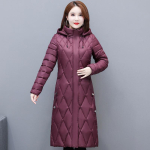 Keskealised naised talvepikk jope kapuutsiga vabaaja paks soe puuvillane polsterdatud mantel Naiste parkad talvemantel XXXXXL gray