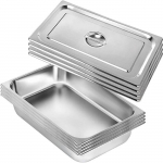 VEVOR roostevabast terasest toidukarp, 4 tk, 13L, paksus 0,8mm, poleeritud ristk&uuml;likukujuline, peegelpind, toidukarp