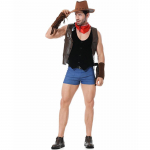 Uus Halloweeni L&auml;&auml;ne Kauboi Meeste T&auml;iskasvanute Baaripeo Cosplay Kost&uuml;&uuml;m M