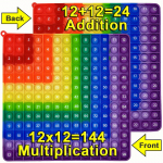 Esiosa 12x12 taga 12+12 korrutamislisand m&otilde;lemal k&uuml;ljel Pop Fidget m&auml;nguasjad, vikerkaare v&auml;rvilised Push Bubble matemaatika &otilde;ppem&auml;nguasjad